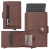 Portfel męski z kieszenią na bilon oraz aluminiowym etui z wysuwanymi kartami (ciemny brąz)