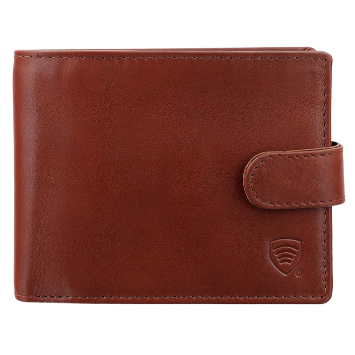 Portfel Męski Skórzany Antykradzieżowy RFID (brąz)