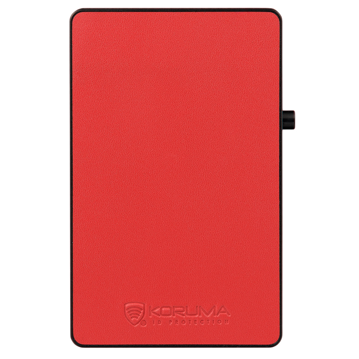 Aluminiowe etui na karty + etui skórzane z magsafe (czarny/czerwony)