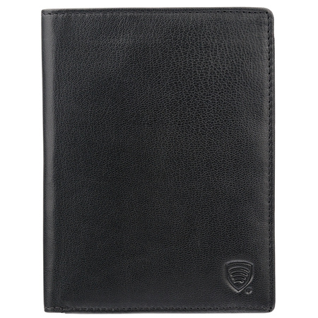 Skórzany portfel podróżny na karty oraz dokumenty zbliżeniowe (czarny)