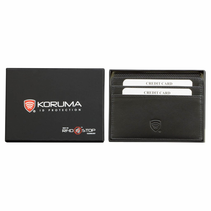 Etui skórzane blokujące karty zbliżeniowe RFID (Czarny)