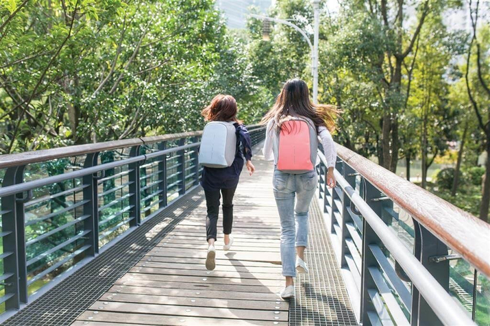 Plecak antykradzieżowy na laptopa oraz tablet Bobby Compact (Szary-Różowy)