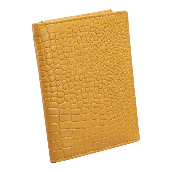 Cienki Skórzany portfel RFID na dowód rejestracyjny do marynarki (Żółty, Croco)