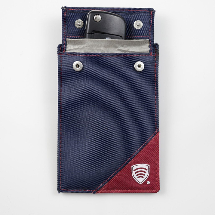 Ochrona keyless na kluczyk samochodowy - etui materiałowe (granatowy/bordowy)