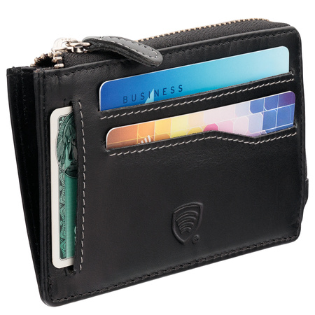 Małe etui na karty kredytowe i pieniądze - kontrastowa nić (Czarny) 