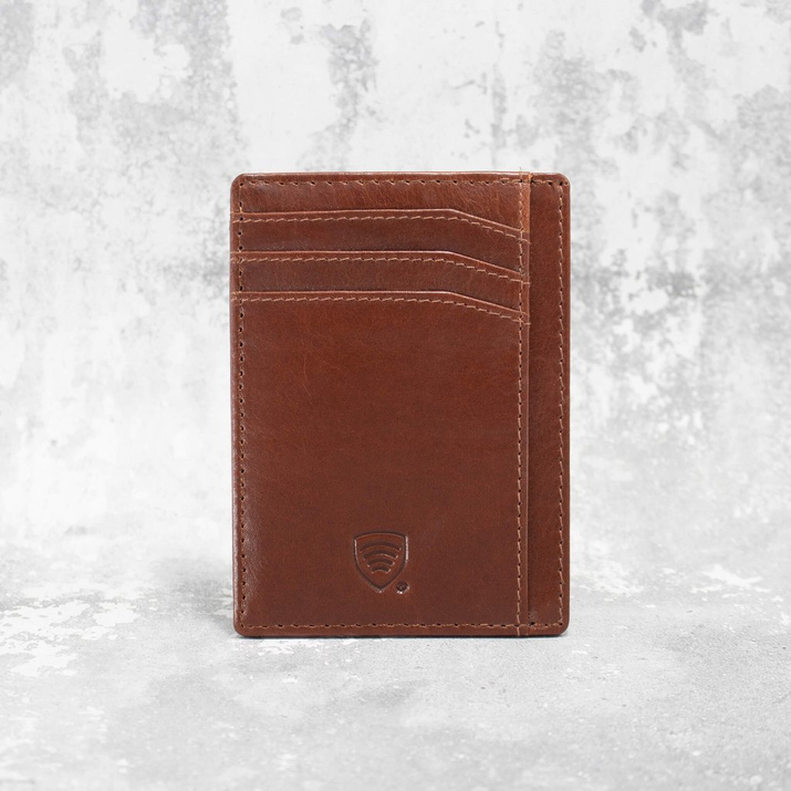 Skórzane etui na karty zbliżeniowe RFID (Brązowy)