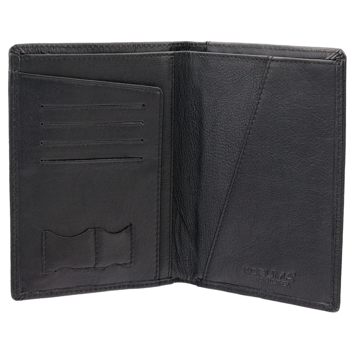 Skórzany portfel podróżny na karty oraz dokumenty zbliżeniowe (czarny)