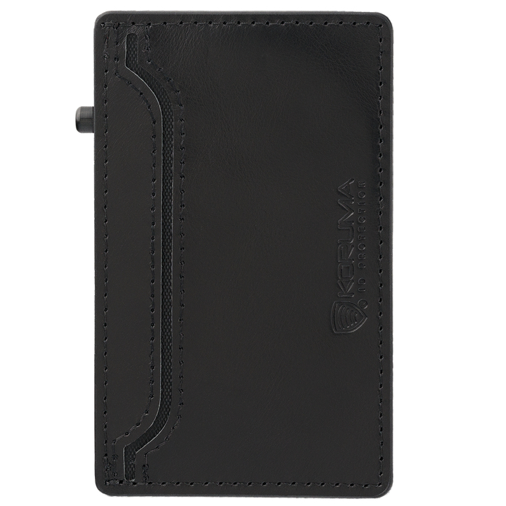 Aluminiowe etui na karty + etui skórzane z magsafe (złoty/czerwony)