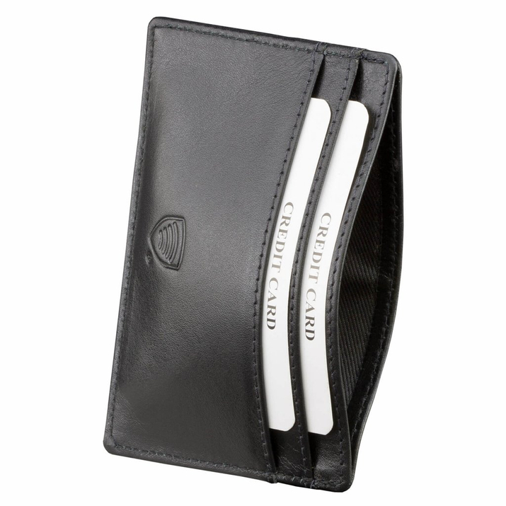 Etui skórzane blokujące karty zbliżeniowe RFID (Czarny)