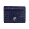 Skórzane etui antykradzieżowe na karty zbliżeniowe RFID (Granatowy, Croco)