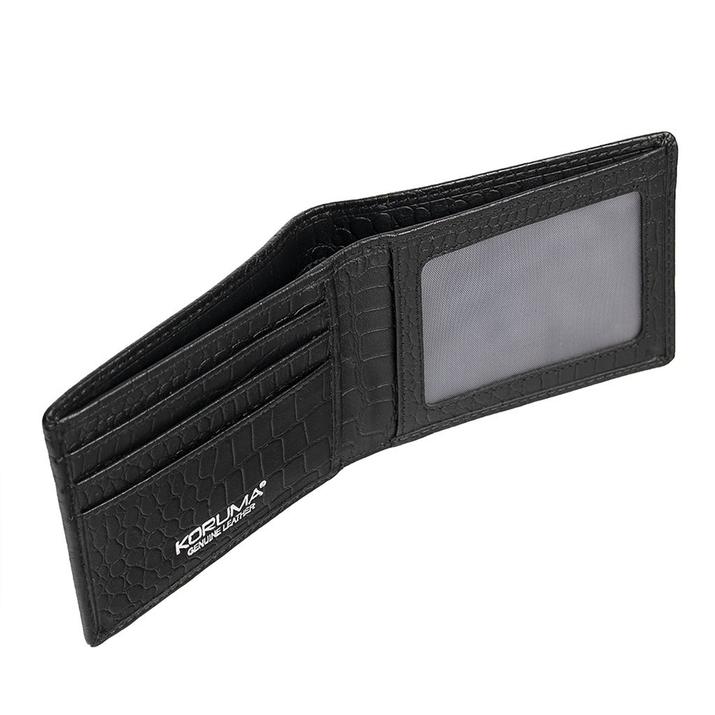 Super cienki portfel męski skórzany typu SLIM (Czarny, Croco)
