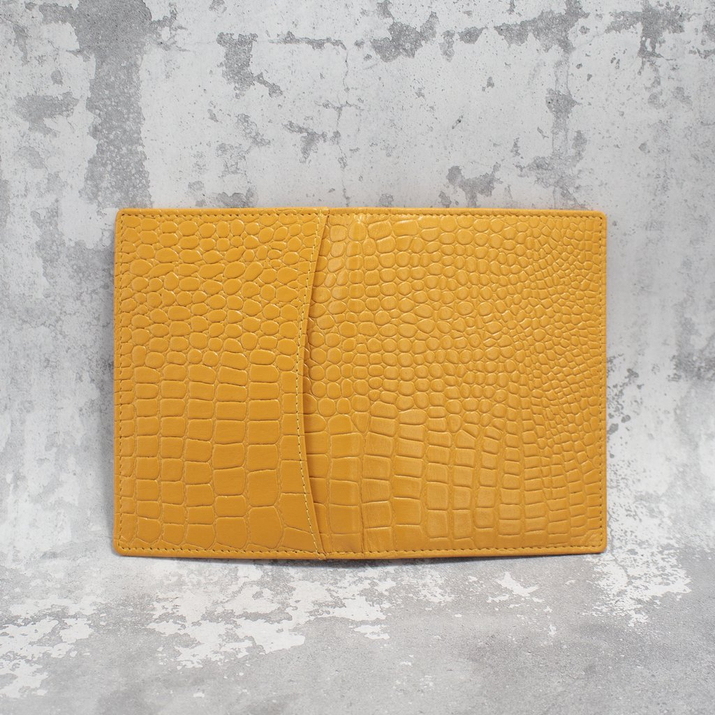 Cienki Skórzany portfel RFID na dowód rejestracyjny do marynarki (Żółty, Croco)