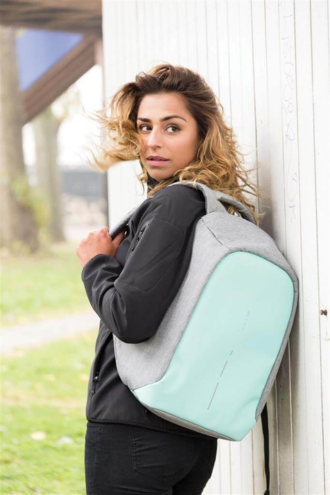 Plecak antykradzieżowy na laptopa oraz tablet Bobby Compact (Szary-Miętowy)