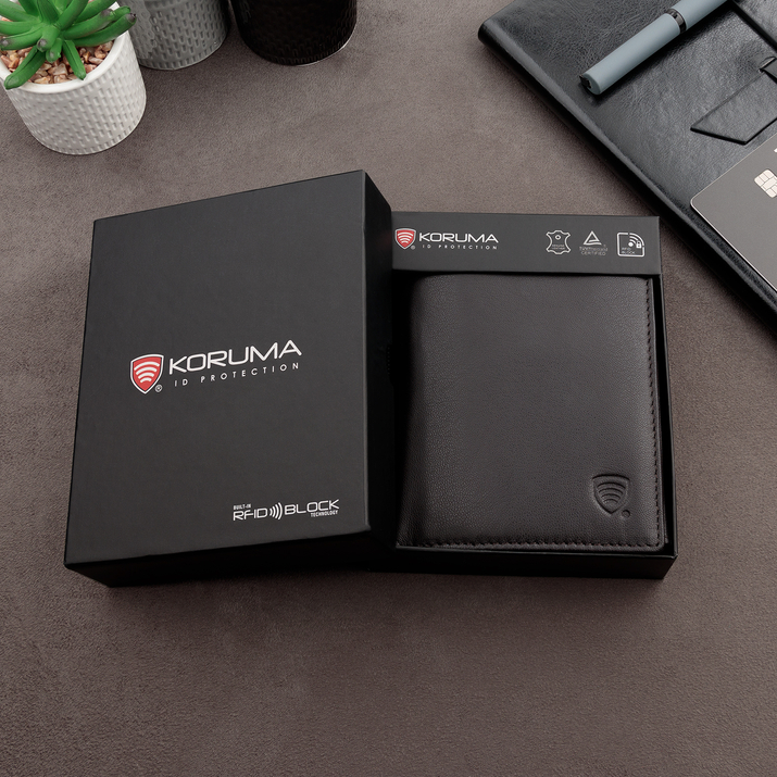 Portfel męski skórzany z ochroną RFID BLOCK (brąz)