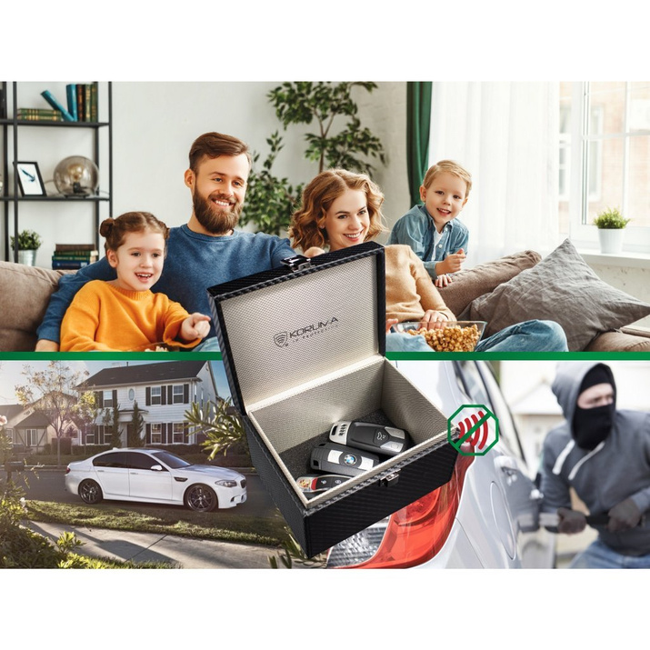 Pudełko Klatka Faradaya na kluczyki samochodowe Keyless (granatowy, czarne zapięcie)