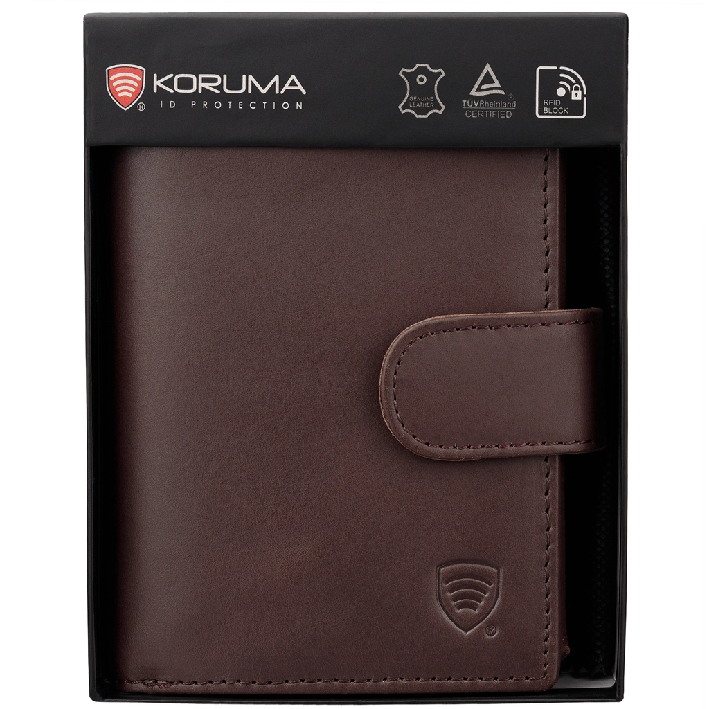 KORUMA SM-904HBR - brązowy portfel z matowej skóry, w pudełku