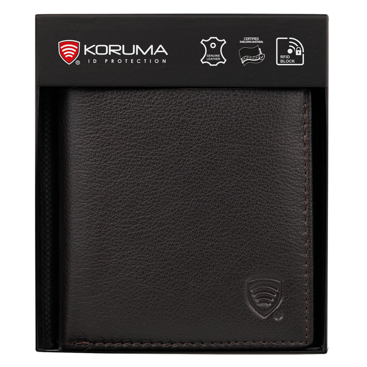 Bardzo mały portfel skórzany męski RFID BLOCK (brązowy)