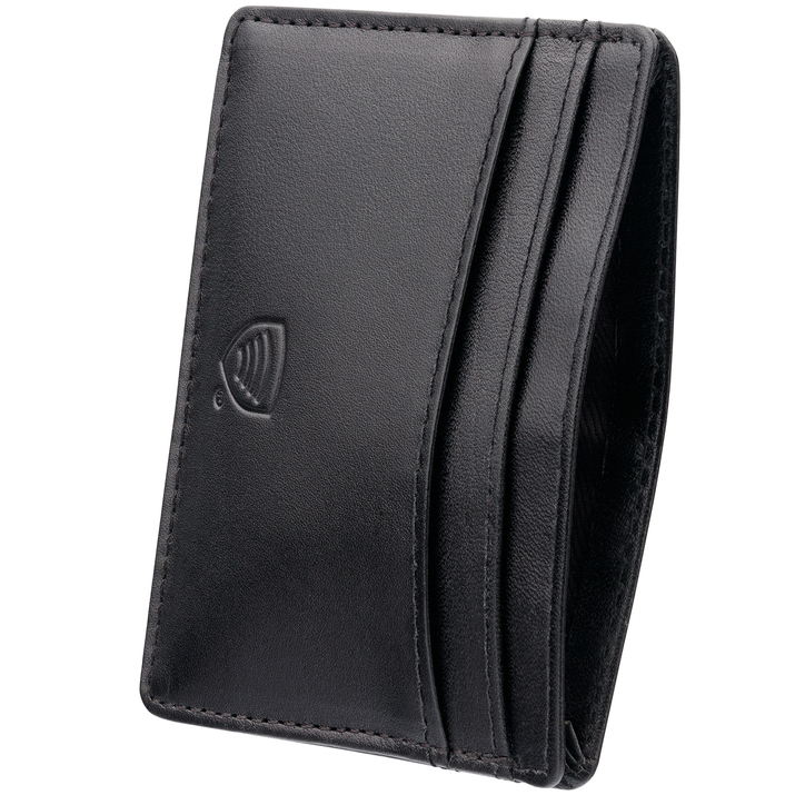 Etui skórzane blokujące karty zbliżeniowe RFID (Czarny)