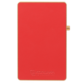 Aluminiowe etui na karty + etui skórzane z magsafe (złoty/czerwony)