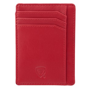 Skórzane etui na karty zbliżeniowe RFID (Czerwone)