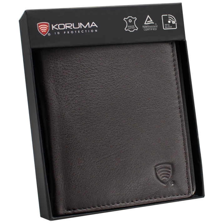 Portfel męski skórzany z ochroną RFID BLOCK (brąz)