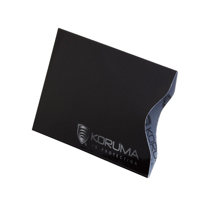 Etui na karty zbliżeniowe - Koruma (pionowe, czarne, srebrne logo) zestaw 5szt.
