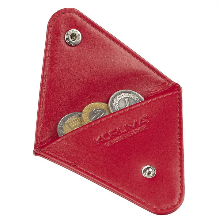 Bilonówka damska skórzana na monety (czerwony)