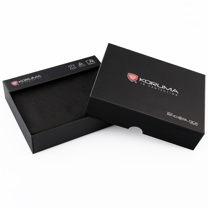 Zapinany portfel męski skórzany na karty zbliżeniowe i monety (czarny)