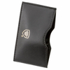 Etui ze skóry blokujące kartę płatniczą RFID ze złotym logo (Czarny)