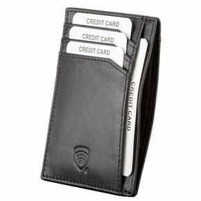 Skórzane etui na karty zbliżeniowe RFID do marynarki (Czarny)