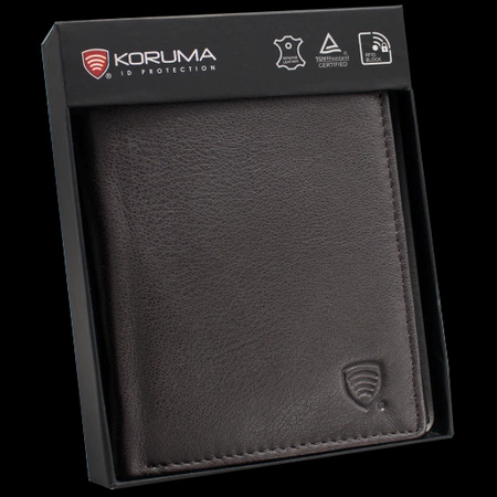 Portfel męski skórzany z ochroną RFID BLOCK (brąz)